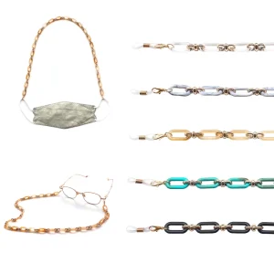 Plastic Acrylic Mixed Metal Eyeglass Sunglasses and Facemask Holder Chain