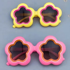 Plastic Frame UV400 Flower Sunglasses for Boys and Girls
