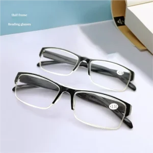 Plastic Half-Frame Lightweight Reading Glasses Unisex Black Optical Glasses