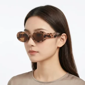 Plastic Oval Sunglasses for Women and Men UV400 Black