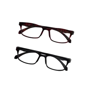 Plastic Reading Glasses with Spring Hinges, Durable Resin Transparent Lenses for Travel