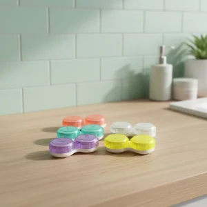Plastic Reflective Cover Colorful Contact Lens Case with Packaging