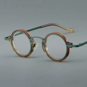 Plate Metal Eyeglass Frames, Retro Small Round, Unisex