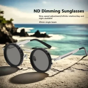 Polarized Aluminum-Magnesium Sunglasses with Camera Lens, Gradient Aperture ND9 Filter, and Tint Adjustment