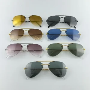 Polarized Glass UV400 Frameless Sunglasses for Men Women