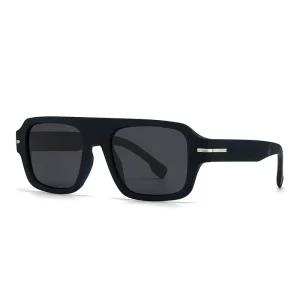 Polarized Lightweight Vintage Rivet Square Sunglasses for Driving, Black
