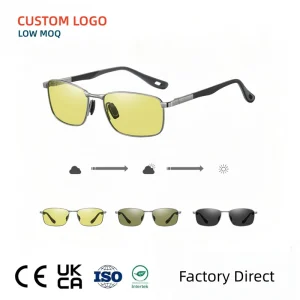 Polarized Men’s Sunglasses PC Full Rim Small Frame Photochromic Lenses UV Protection for Cycling Driving