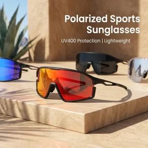 Polarized Sports Sunglasses UV400 Protection Oversized Shield Cycling Eyewear Lightweight PC Frame