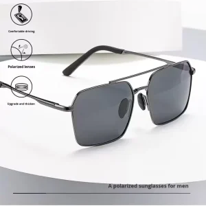 Polarized Square-Frame Photochromic Driving Sunglasses for Men UV400 Full Frame