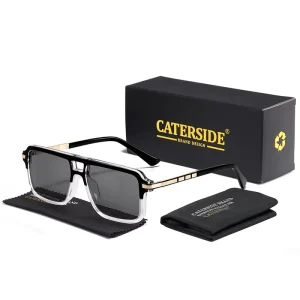 Polarized Square Sunglasses for Men and Women with Temple Decoration