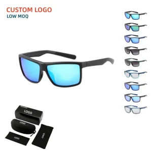 Polarized Sunglasses Men Matte Black Sports Sunglasses Fishing Driving Running Glasses Custom Logo Bulk with Glasses Case Box