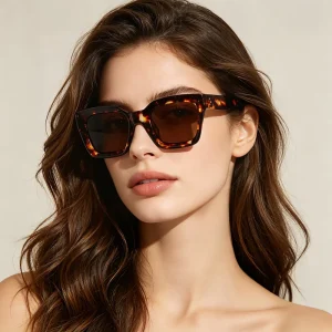 Polarized UV400 Fishing Sunglasses Square Thick Frame Amber Lens Women Men