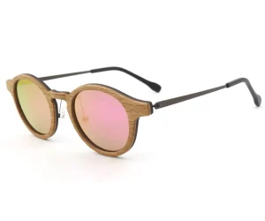Polarized Wood Sunglasses with Metal Arms