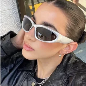 Polarized Y2K Wraparound Sunglasses Gold Mirror Oval UV400