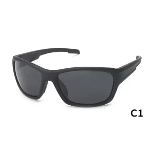 Polycarbonate Polarized Unisex Sports Sunglasses with Rectangle Half-Rim Frame and UV400 Protection