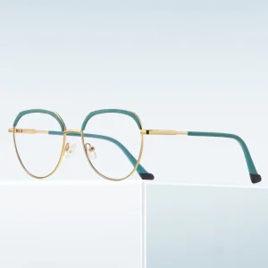 Polygon Metal Brow-Line Reading Glasses Frames for Women
