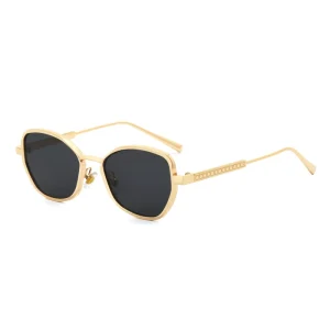 Polygon Metal Champagne Sunglasses Vintage Brown for Women Design Sunglasses Men Golden Printed Legs Fashionable Eyeglasses