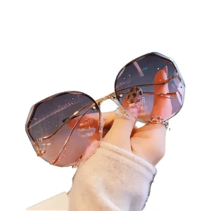 Polygon Rimless UV Protective Sunglasses for Unisex Travel and Driving