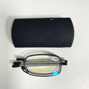 Portable Foldable Reading Glasses with Classic Unique-Shaped Frames for Computer and Print Use