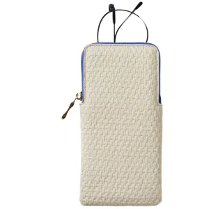 Portable Glasses Case Drop Resistant Slim Soft Zipper Eyewear Storage Pouch Pure White