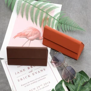Portable Luxury Custom Logo PU Leather Folding Sunglasses Packaging Glasses Case Eyeglasses Box