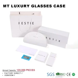 Portable Magnetic PU Leather Foldable Glasses Case for Oversize Eyeglasses and Sunglasses