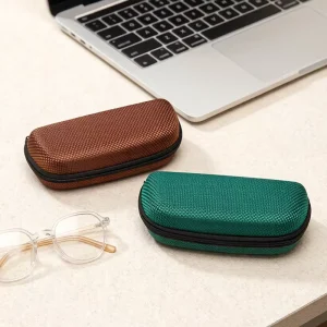 Portable Mesh Fabric EVA Hard Shell Zipper Sunglasses Case, Anti-Shock Protective