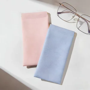 Portable PU Leather Sunglasses Pouch Soft Glasses Case with Squeeze Top Eyeglasses Cases & Bags