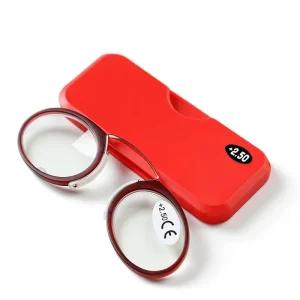 Portable Red Nose Bridge Legless Oval Reading Glasses Anti-Blue Light