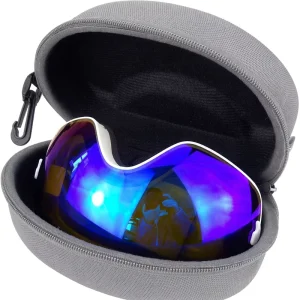 Portable Shockproof Hard-Shell Sunglasses Case with Zipper and Carabiner for Cycling Sports