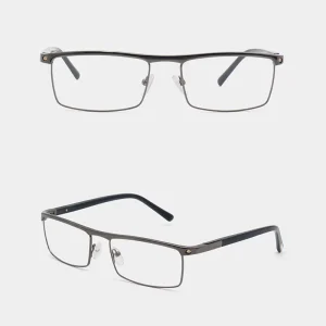 Premium Metal Square Optical Frames for Men Diamond Face Shape with Crystal Temple Tips HONKAN Brand Designer Eyeglasses