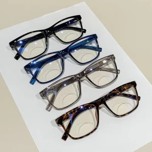 Presbyopic Rectangle Sun Reader Glasses with Spring Hinges, Blue Light Blocking Bifocal Lenses