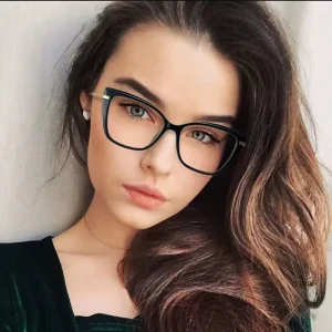Prescription Cat Eye Eyeglasses Frames for Women Myopia Anti Blue Light Computer Transparent Eyewear