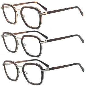 Prescription Eye Glasses Frames Newest High Quality Metal With Wooden Optical Frames For Men Women