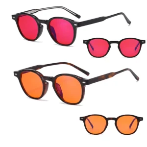 Prescription Transparent Glasses Diamond Face Shape Match 99.9% Blue Light Blocking Orange Yellow Lenses TR90 Frame Eyewear