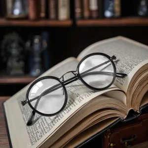 Progressive Multifocus Retro Anti-Blue Light Reading Glasses for Men and Women Slim Brown Orange Titanium PC/AC Frame