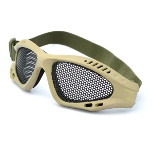 Protective Goggles with 1.1mm Metal Mesh Lenses, Impact Resistant for Mountaineering, Shooting and Tactical Use