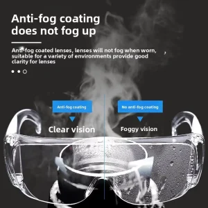 Protective Splash Resistant Plastic Goggles Dust Proof Sand Resistant Safety Glasses GB14866 Standard Transparent White