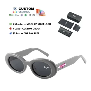 Punk Thick Oval Polarized Acetate Sunglasses for Men and Women