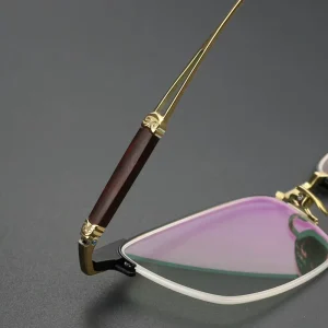 Pure Titanium Adult Men’s Half Frame Glasses Golden Band Cloud Pattern Design Punk Style Trendy Myopia Frames Wider Faces