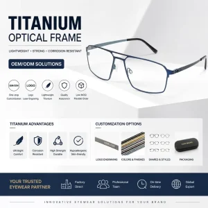 Pure Titanium Eyeglass Frames Professional Two Tone Plating Double Bridge Titanium Optical Frames China OEM Supplier