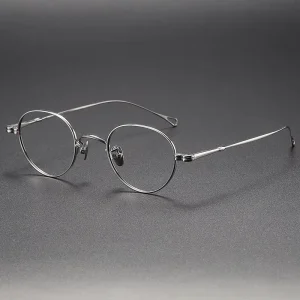 Pure Titanium Glasses Frame for Women Retro Round Prescription Eyeglasses Frames Men New Men Antiskid Optical Full Eyewear
