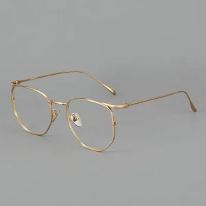 Pure Titanium Lightweight Prescription Eyeglasses Gold-Plated Optical Frames