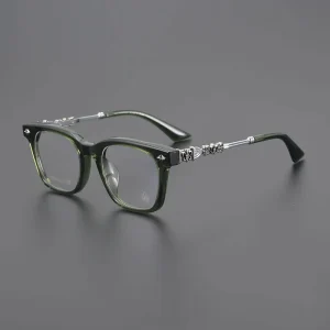 Pure Titanium Optical Eyeglass Frames with Acetate Fiber for Men
