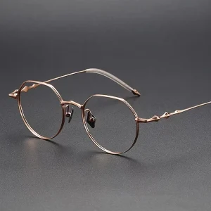 Pure Titanium Retro Round Hexagonal Prescription Optical Eyeglass Frames for Women