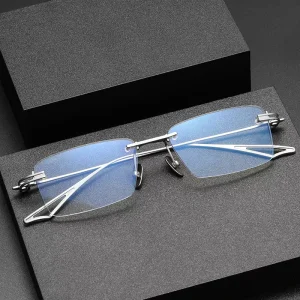 Pure Titanium Rimless Optical Eyeglass Frames for Men and Women