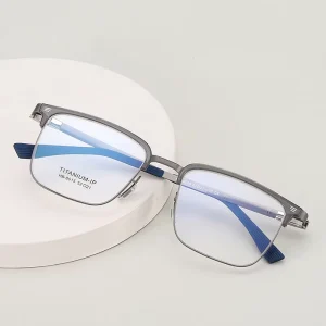 Pure Titanium TR90 Lightweight Square Glasses Frame Full Rim Myopia & Reading Glasses for Men All Face Shapes