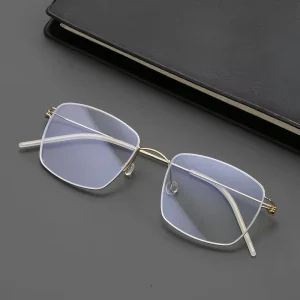 Pure Titanium Thin Square Progressive Reading Eyeglass Frames for Men