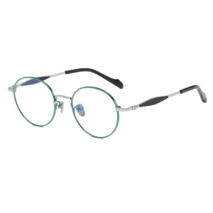 Pure Titanium Vintage Full-Frame Unisex Blue-Light-Blocking Polka Dot Eyeglass Frame Lightweight