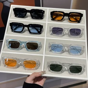 Qsky Ready Stock Small Frame Glasses Unique Unisex Black Sunglasses UV400 Small Frame Square Myopia Glasses Gafas De Sol